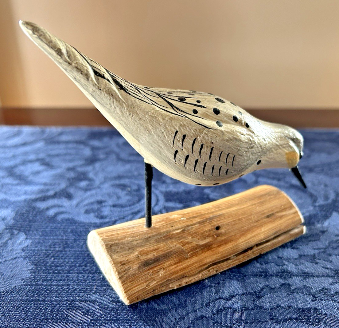 Richard Morgan Hand Carved Wood Shorebird Sandpiper 5"x6" 2021 Signed Sculpture