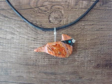 Hand Carved Apple Coral Cardinal Fetish Necklace by Matt Mitchell