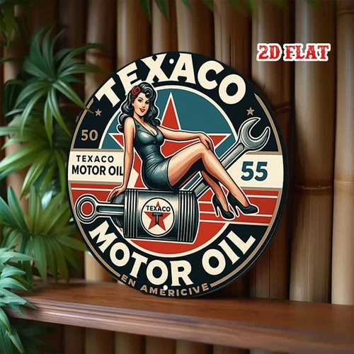 Oil Can Round Aluminum Vintage Tin Metal Signs Home Décor 8x8