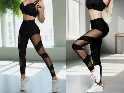 Sexy Leggings, Mesh, Schwarz, Clubweare, Yoga, Sport, Freizeit, Size. S, L. - Bild 1 von 4