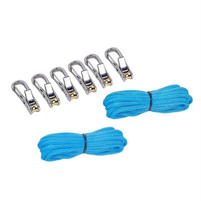 Lock Buckle Seil mit Cam-Lock Rollenspanner und 6 Haken für Zelt Vorzelt Einsat