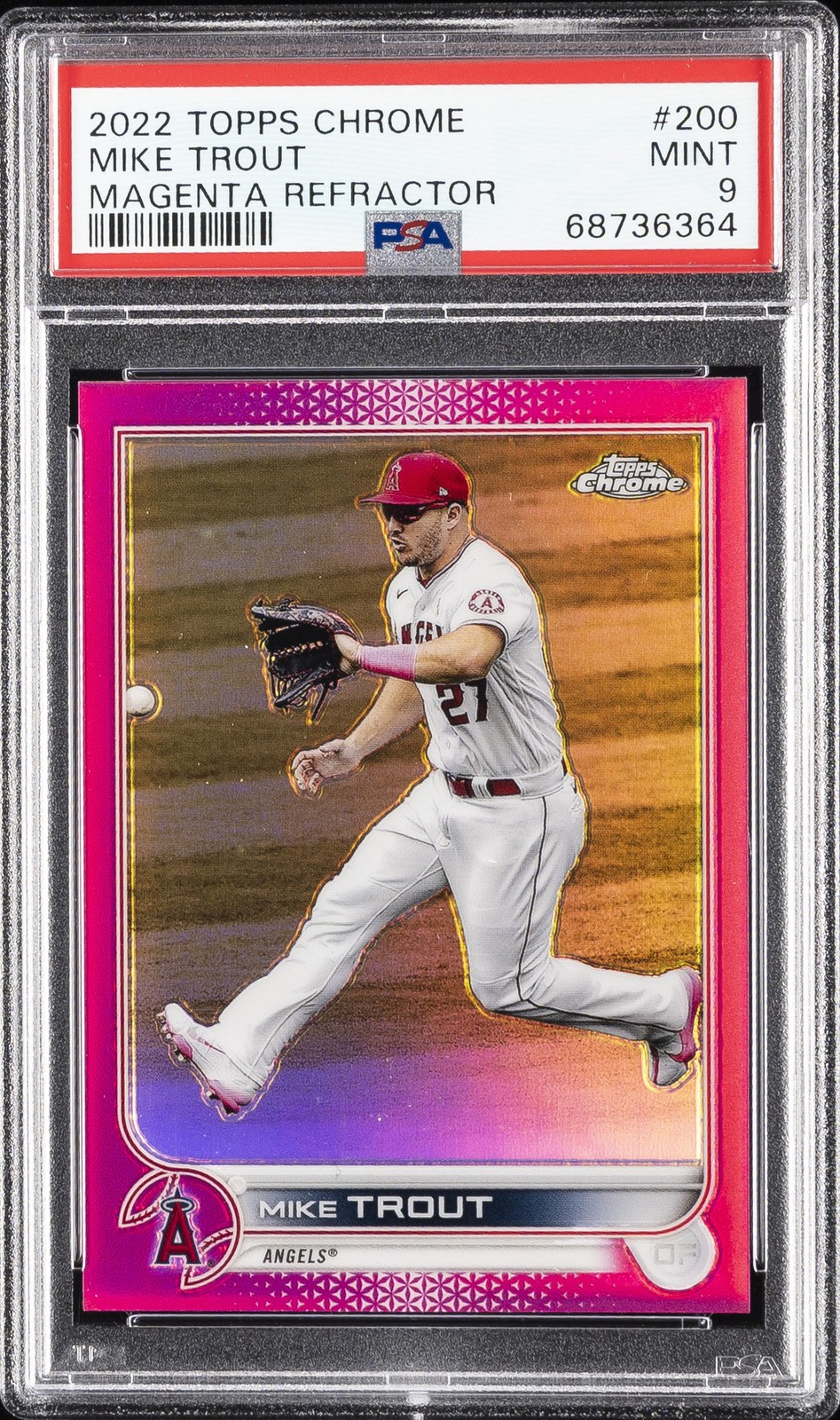 2022 TOPPS CHROME MAGENTA REFRACTOR #200 MIKE TROUT 19/399 PSA 9