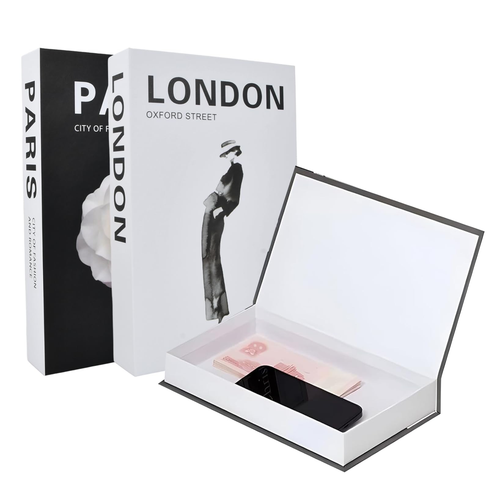 Set 3 Libri Decorativi Moderni: Scatole di Lusso per Home Decor