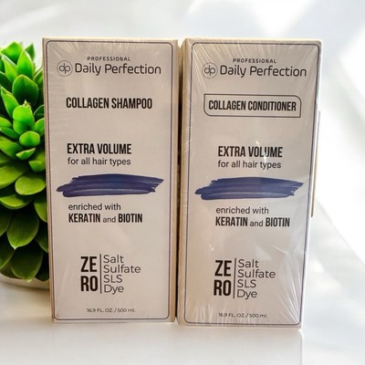 NEW SEALED Collagen Shampoo and Conditioner Set w/Biotin & Keratin Salt-Free (C)