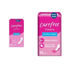 Carefree Extra Long Panty Liners, Unwrapped/Wrapped, Unscented, 100/93 Ct