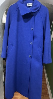 Vintage Bromley Cobalt Blue 100% Pure Wool Coat''.size L ''Made in U.S.A.''.