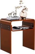 Clear Acrylic End Table 2-Tier Bedside Nightstand for Living Room Dark Brown 