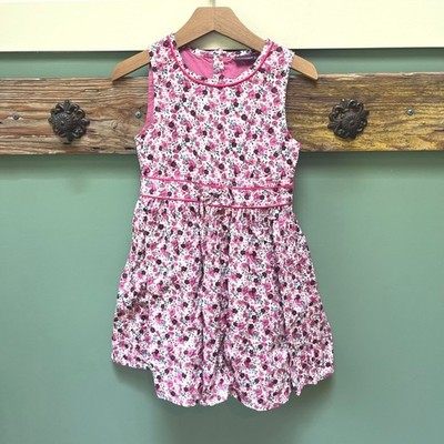 Sergent Major Girls Pink Purple Floral Sleeveless Bow Dress Size 8Y French Brand