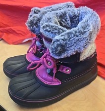 London Fog Girls Black Pink Snow Boots Sz 3 Faux Fur LFK004