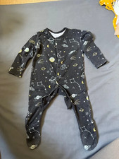 George Black Space Print Sleepsuit. 0-3 months