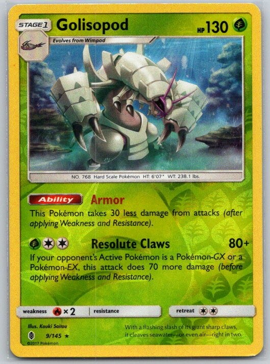 Golisopod 9/145 Holo Rare Guardians Rising Pokemon Reverse Holo Near Mint