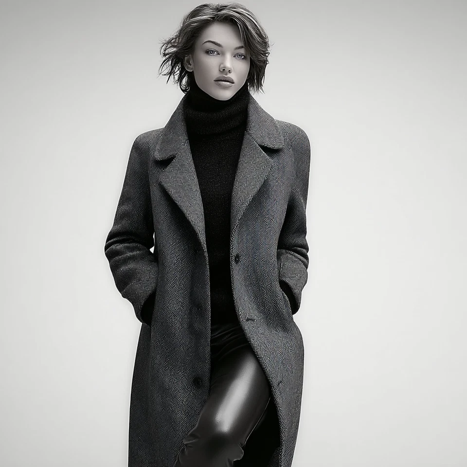 Abrigo Preston & York 100% Lana Gris Espiga Talla 16 EE. UU. Clásico De Colección Foto 2 de 4