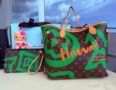 3p Louis Vuitton Hawaii Neverfull MM Bag Tote Pochette Green