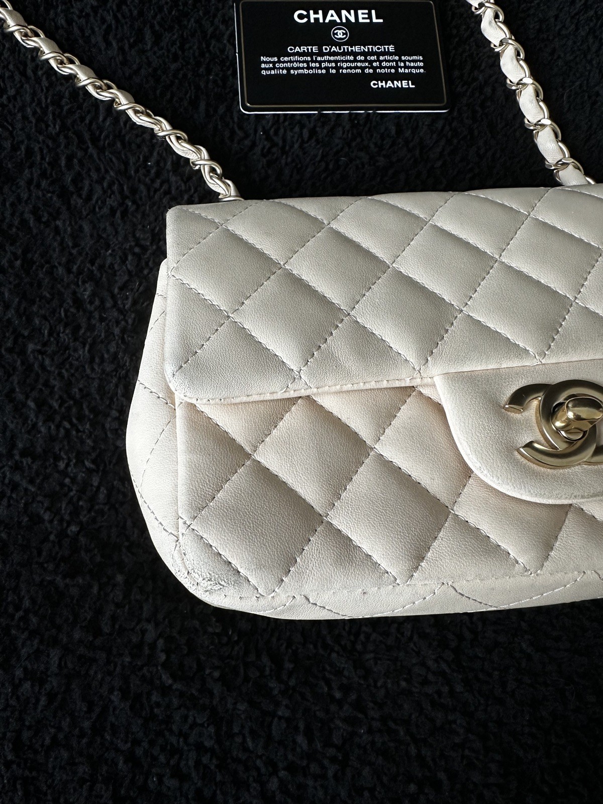 Chanel Rectangular Classic Mini Flap Bag Beige La… - image 2