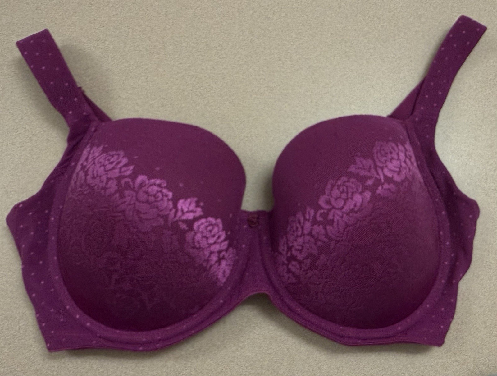 Soma Stunning Support Full Coverage Bra Floral Magenta Purple Lace Sz 34DDD EUC