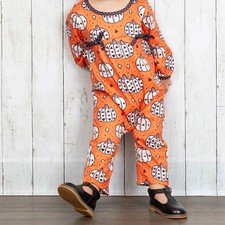 NWT - Girls Fall Halloween Romper Pumpkins and bows - Size 3-6 month