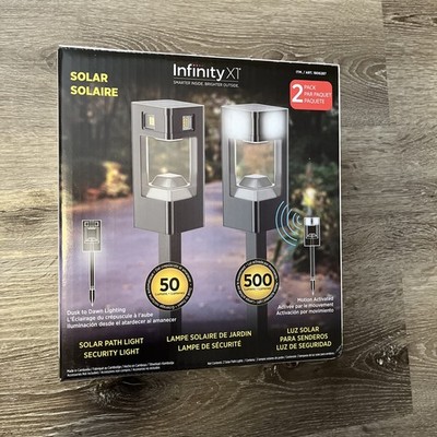 Infinity X1 500 Lumens Motion Activated Solar Security Pathway Lights 2 Pack