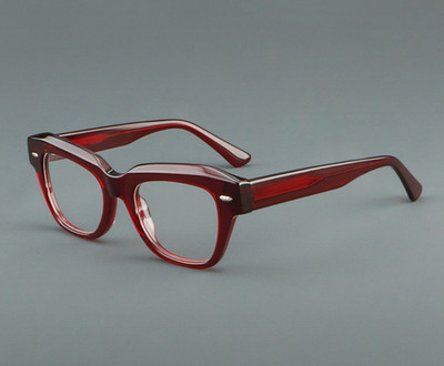Vintage Deluxe Wide Rim Ruby Acetate Eyeglass Frames Reading Glasses Spectacles