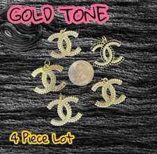 4 Piece Set CC Large Logo Gold Tone Zipper Pull Charm