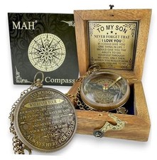 Brass Compass Gift   to My Son Never Forget That I Love To My Son   Edition 3