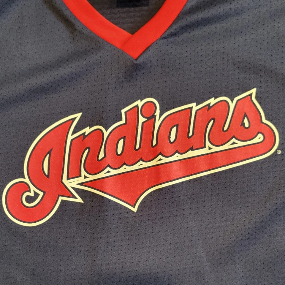 Винтажная бейсбольная футболка Cleveland Indians MLB сине-красная большого размера - Изображение 4 из 4