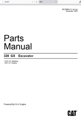 CAT Caterpillar 320 GX Excavator SYW1-Up Parts Catalog Manual PDF