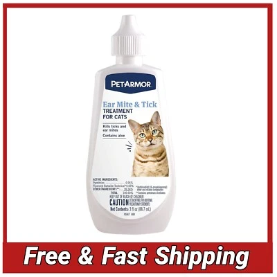 PET ARMOR PetArmor Ear Mite Treatment for Cats, Ear Mite Medicine Kills Ticks and Ear Mit