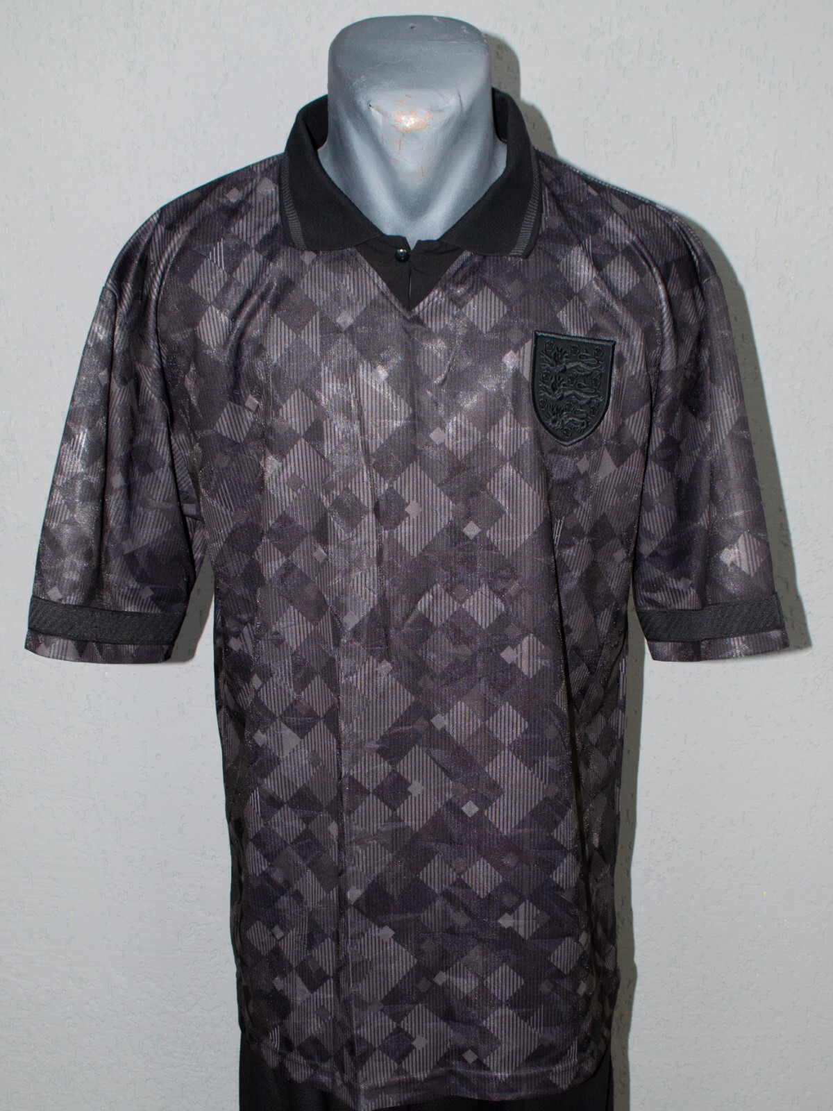 England Jersey World Cup 1990 Black Out Football Score Draw Retro Shirt Size L