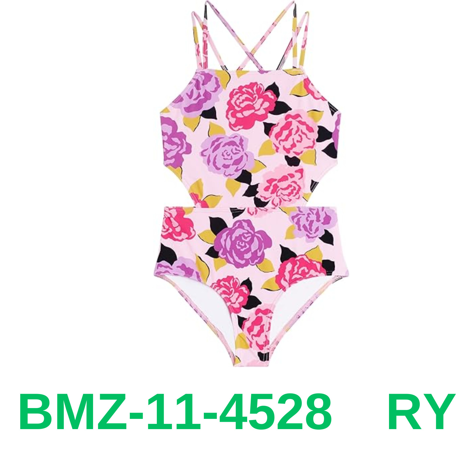 Kanu Surf Girls' Beach Sport Cut-Out 1-Piece Swimsuit, Avril Pink, 12