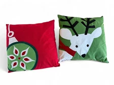(2) 14’x14’ Target Embroidered Christmas throw pillows