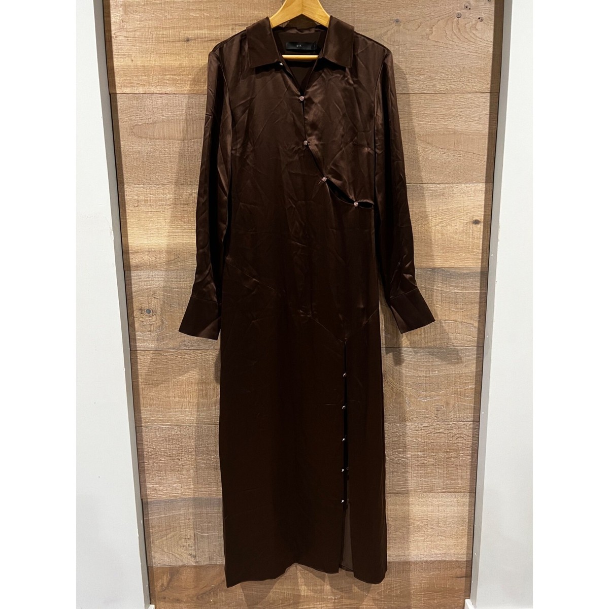 SIR. Selita cut-out brown maxi silk shirtdress Size 2/US 6 | eBay display picture 1