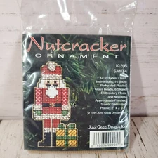 June Grigg Designs NUTCRACKER SANTA Ornament K205 Bead Cross Stitch Kit 1994