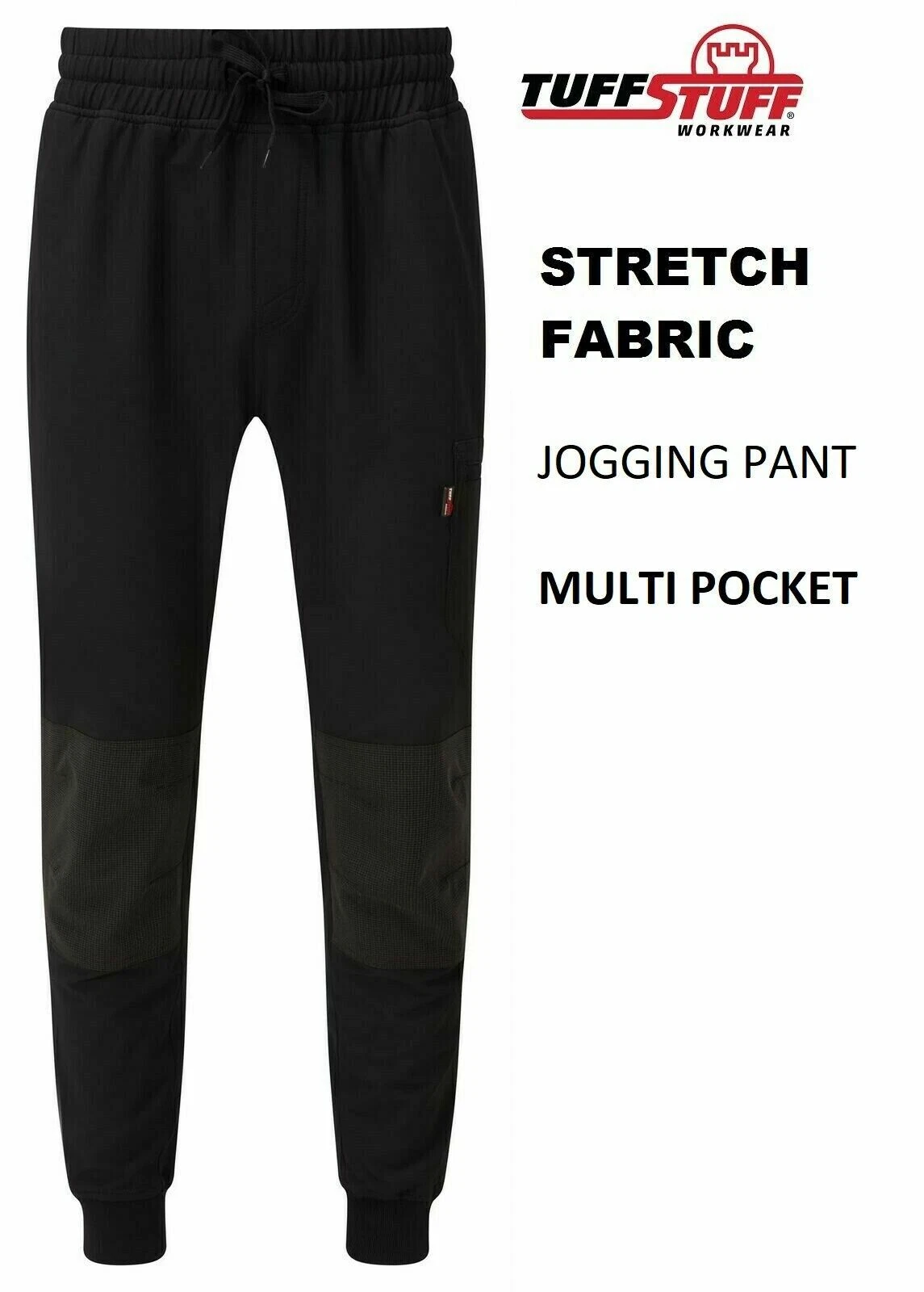 Tuff Stuff 718 Work Joggers Pants Trousers Elasticated Hyperflex Zip Pockets