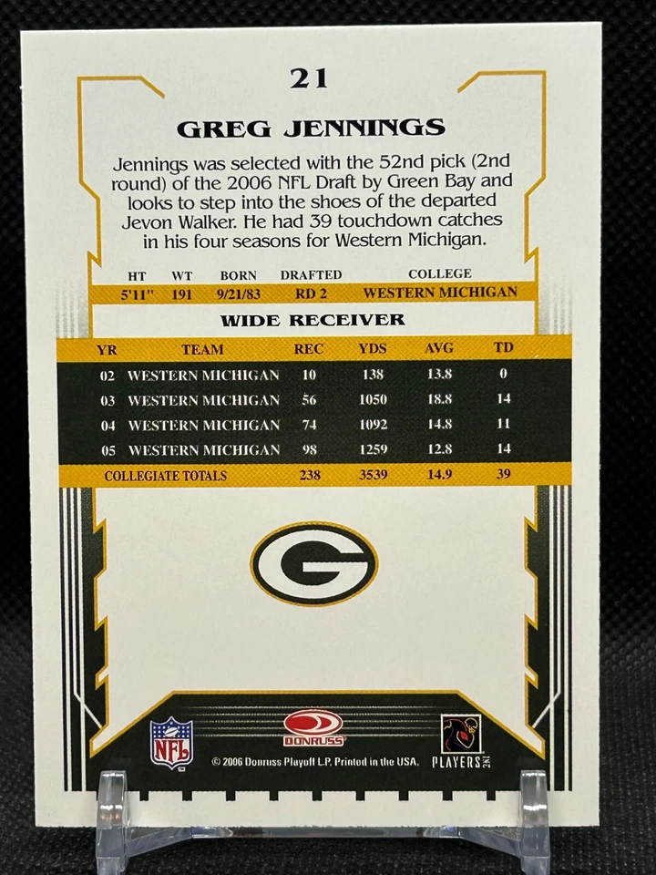 2006 Donruss Playoff 'Frito Lay' Football - Greg Jennings #21 - ROOKIE Card! - Image 2 of 2