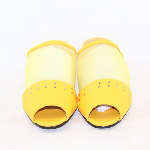 Classique womens slip on 2" heel dress shoes size 9.5 M open toe yellow NEW - Picture 4 of 6