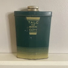 Vintage Coty Talc Half Full Pour Messieurs Tin Paris New York