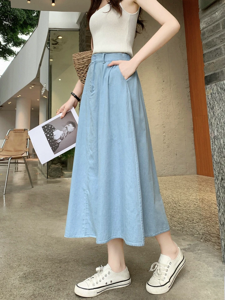 for women autumn/winter new long skirt high-waisted mid-length dress Denim skirt - Image 2 of 4
