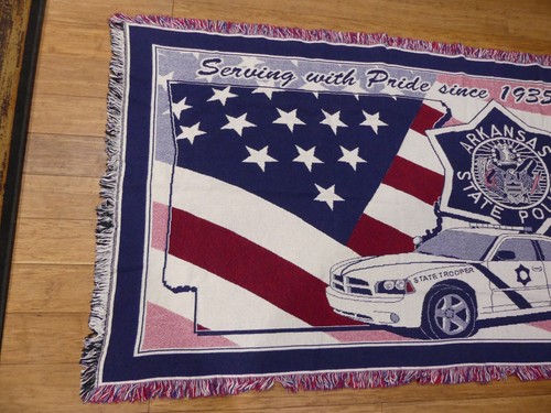 Vintage Arkansas State Police Large 6 Ft Throw Blanket Quilt Rare - Picture 2 of 8