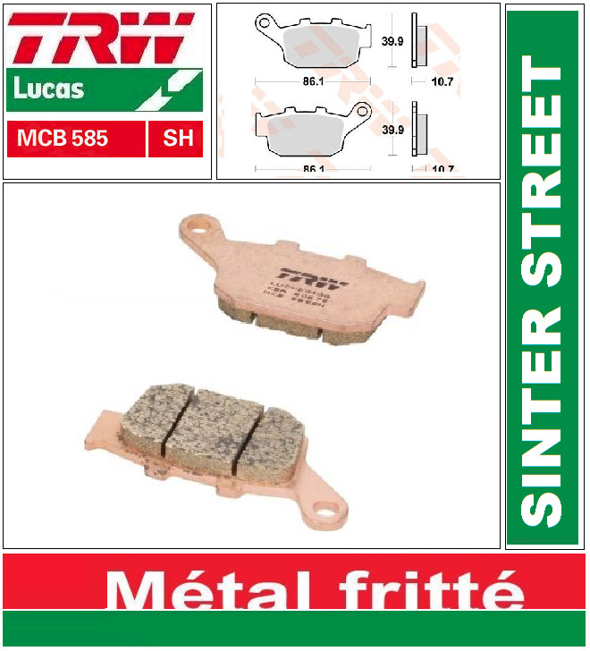 Plaquettes de frein TRW MCB585SH arrière en métal fritté pour freinage stable