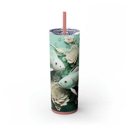 Elegante Vaso de Peces Koi, Taza de Viaje Diseño Acuático Floral, - Imagen 31 de 74