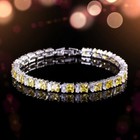 18K White Gold GF Clear Crystal Square Party Wedding Charming Tennis Bracelet