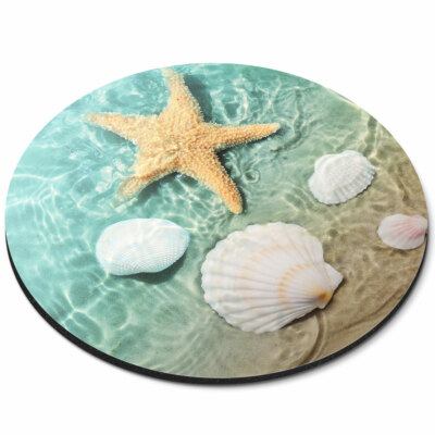Round Mouse Mat - Seashell Starfish Beach Ocean Shells Office Gift ...