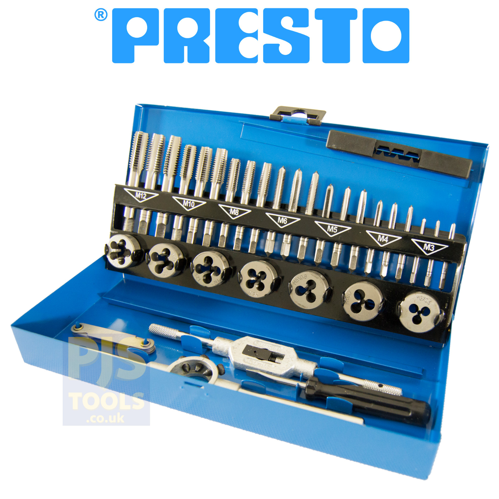Craft Pro Presto 9S69032 M3 - M12 metric hss tap & die box set