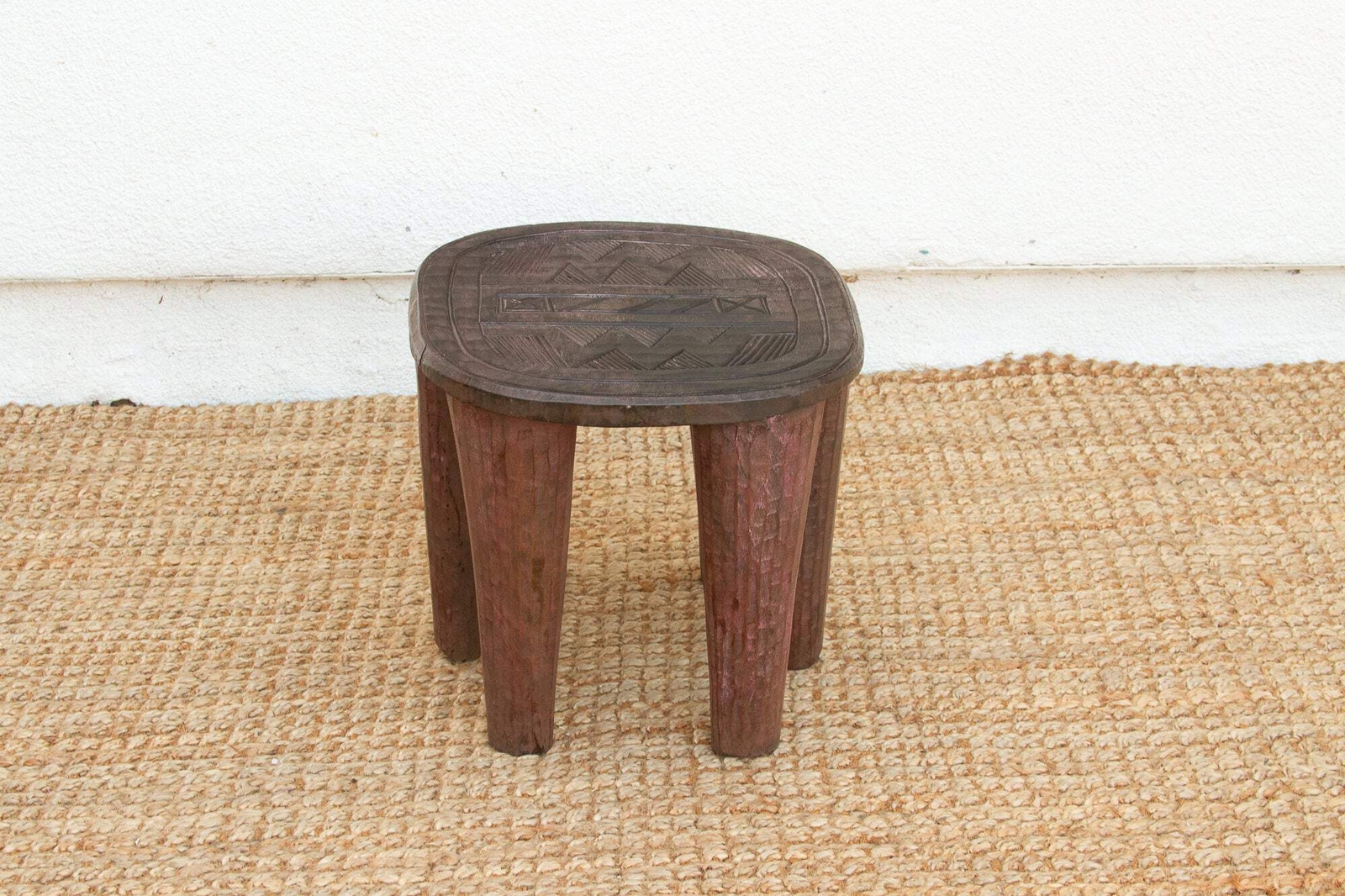 Rustic Carved Cabin Round Small Table