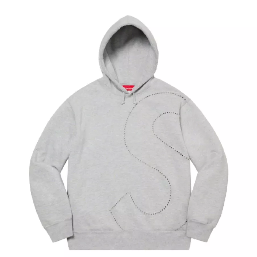 Supreme Laser Cut S Logo Hooded Sweatshirt Heather Grey SS21 Men's