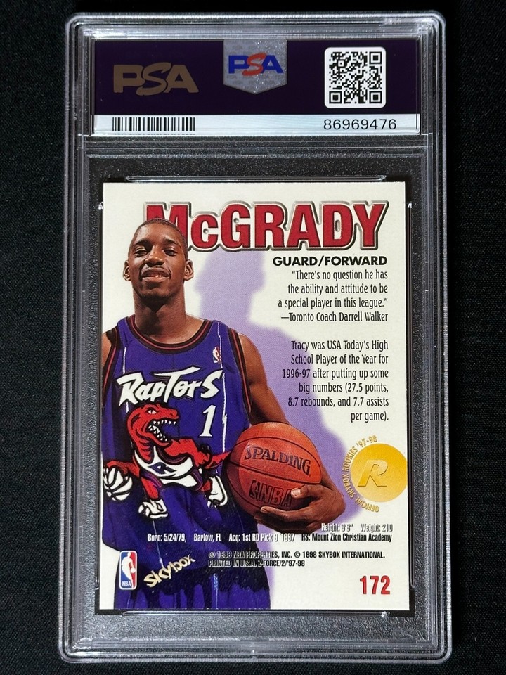 1997 Skybox Z-Force Rookie RC Tracy McGrady #172 PSA 10 GEM MINT ...