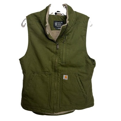 Carhartt Green Relaxed Fit Lined Full Zip Stand-Up Collar Women s Vest Size S