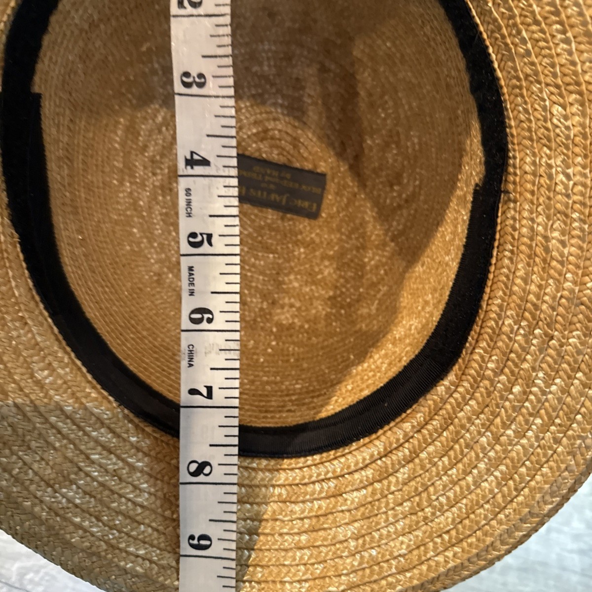 Eric Javits Straw Hat w Grosgrains Black Ribbon Trim & Bow 