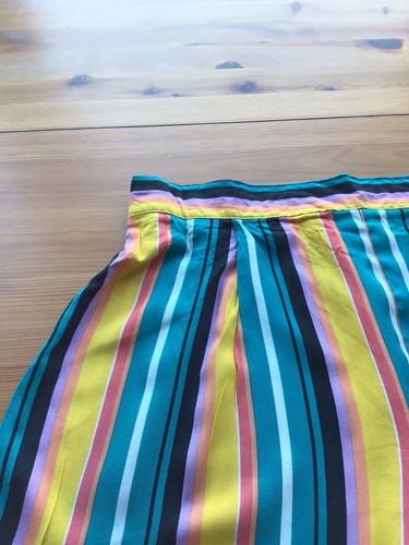 Papaya Size 12 Multicoloured Striped Shorts 100% Viscose Elastic Waist - Picture 3 of 5