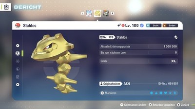 Shiny Elite Stahlos  Level 100 6IV + Max EV / DV  Für Pokemon Legenden Z-A